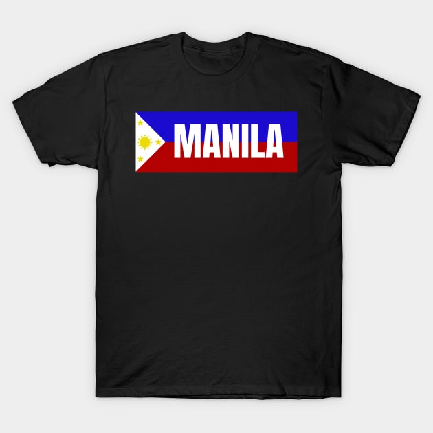 Manila City in Philippines Flag T-Shirt by aybe7elf